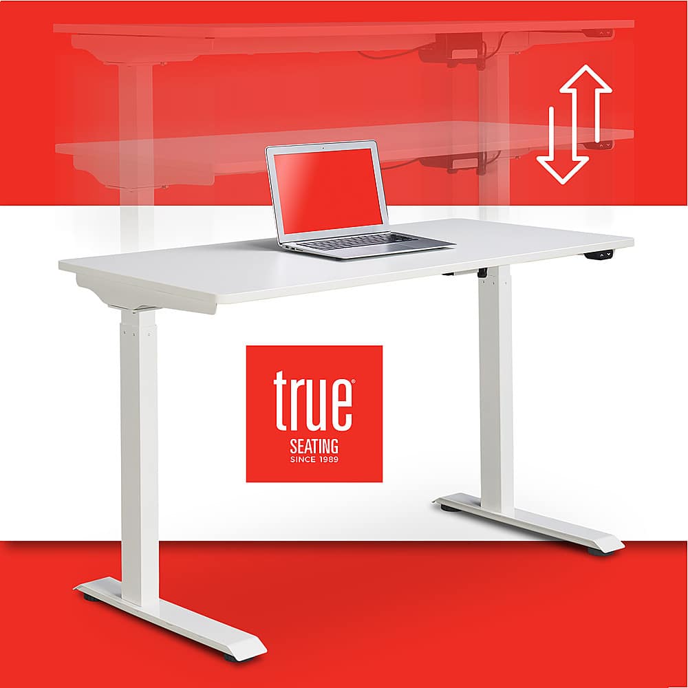Angle. True Seating - Ergo Electric Height Adjustable Standing Desk - White.