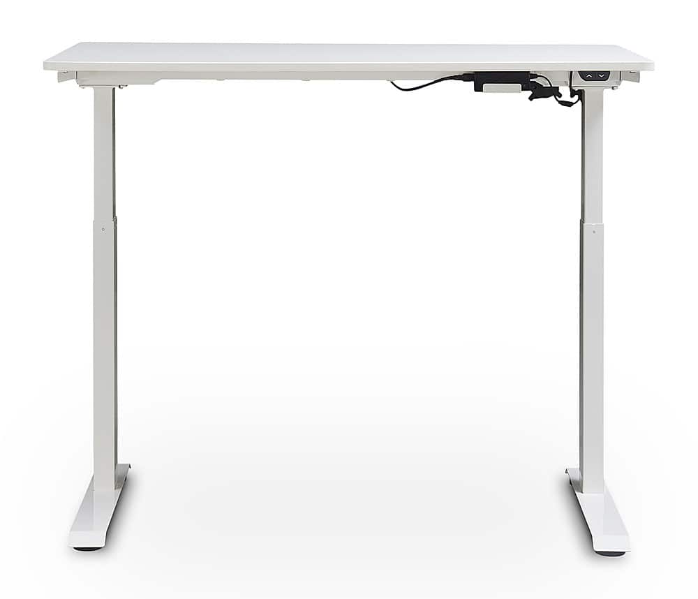 Front. True Seating - Ergo Electric Height Adjustable Standing Desk - White.