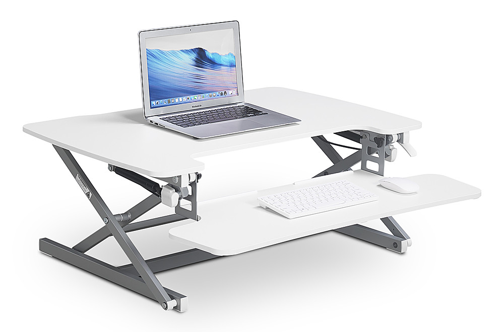 Angle View: True Seating - Ergo Height Adjustable Standing Desk Converter, Large - White
