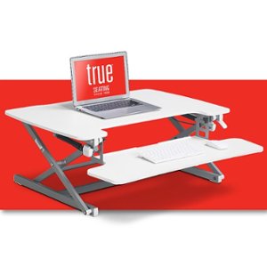 True Seating - Ergo Height Adjustable Standing Desk Converter, Large - White