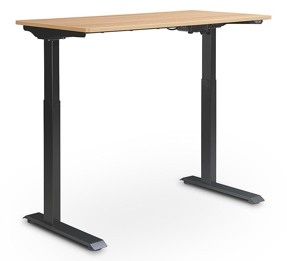 Left View: Serta - Creativity Electric Height Adjustable Standing Desk - Light Brown