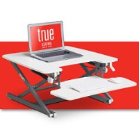 True Seating - Ergo Height Adjustable Standing Desk Converter, Small - White - Front_Zoom
