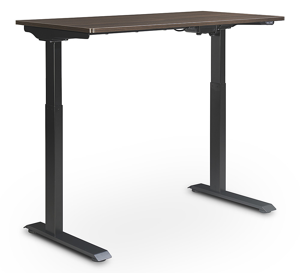 Left View: Serta - Creativity Electric Height Adjustable Standing Desk - Brown