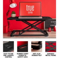 True Seating - Ergonomic 5-Level Height Adjustable Sit-to-Stand Laptop or Monitor Riser - Black - Front_Zoom