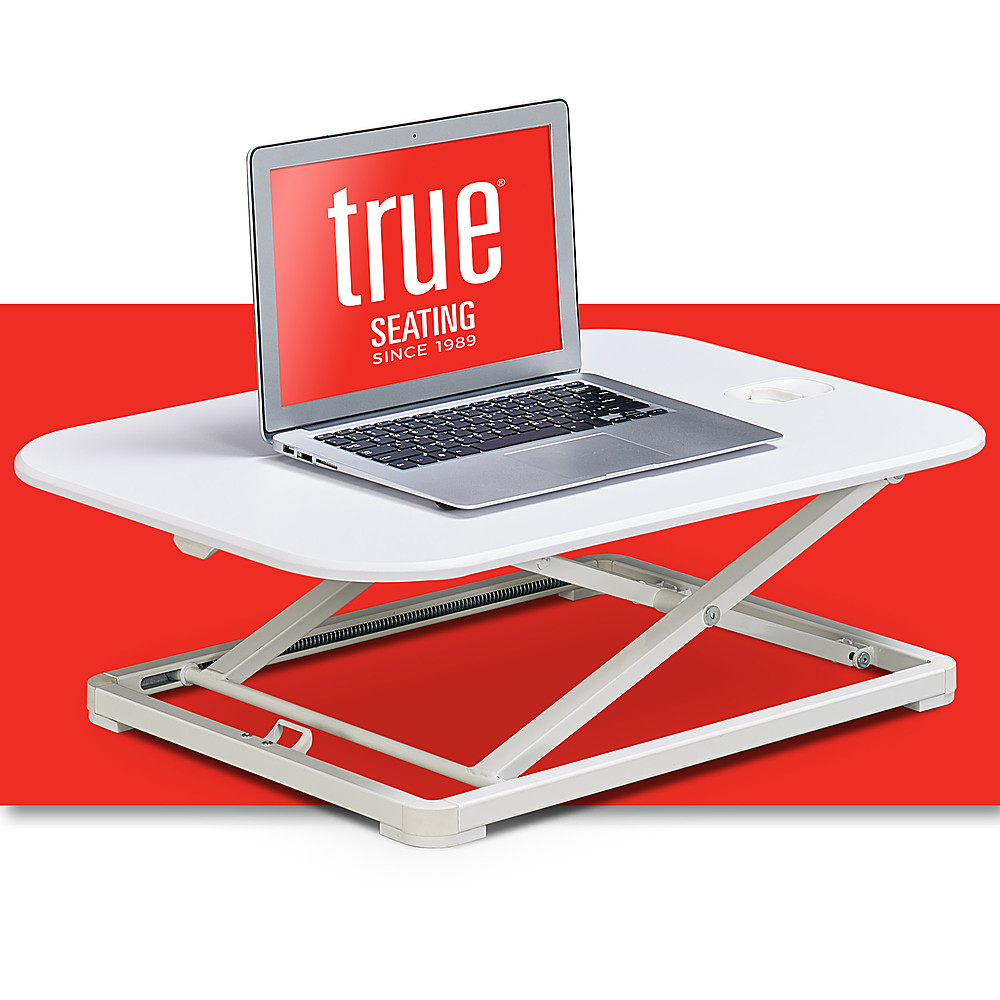 Angle View: True Seating - Ergo Height Adjustable Laptop Riser Stand - White