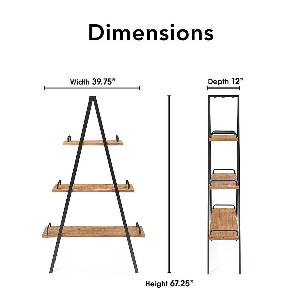 Alt View 12. Finch - Morris A-Frame Industrial Bookshelf - Natural.