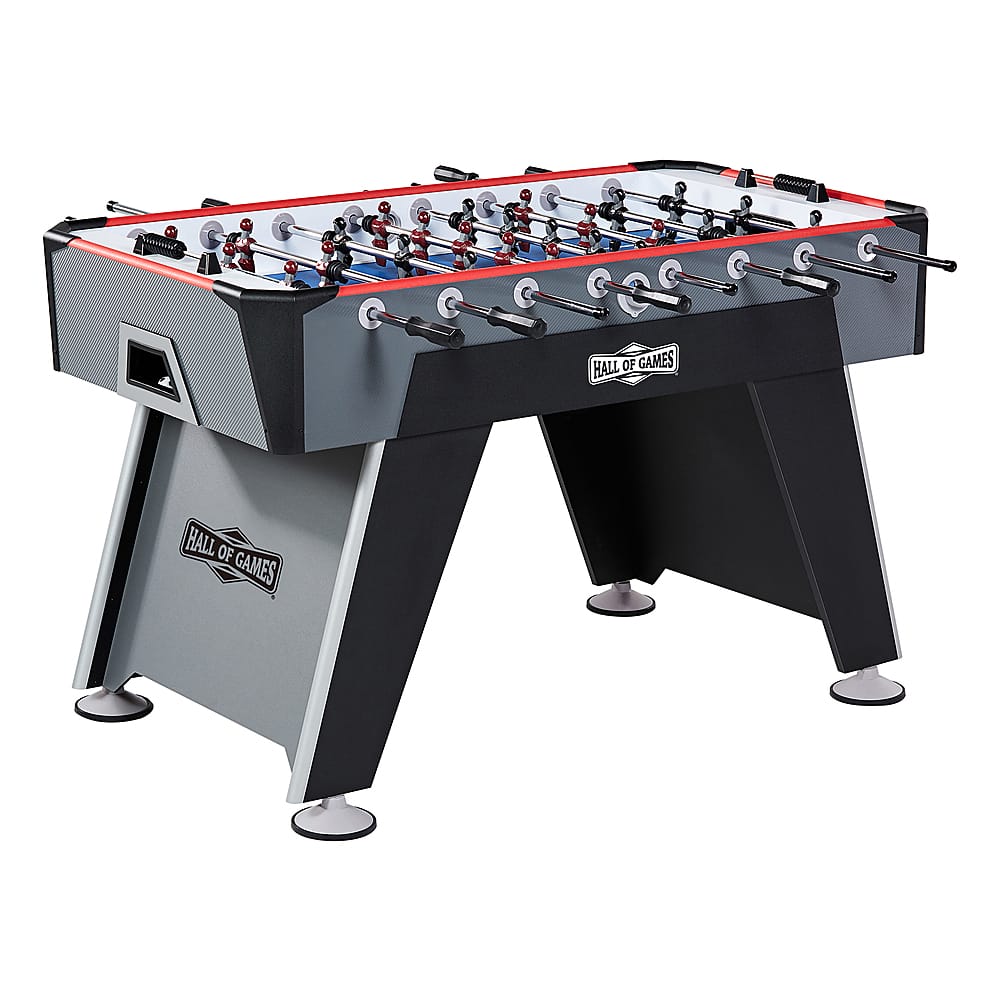Front. Hall of Games - 56” Arcade Foosball Gaming Table Competition Size, Durable and Stylish with Tabletop Sports Soccer Balls, Family Game - Gray.
