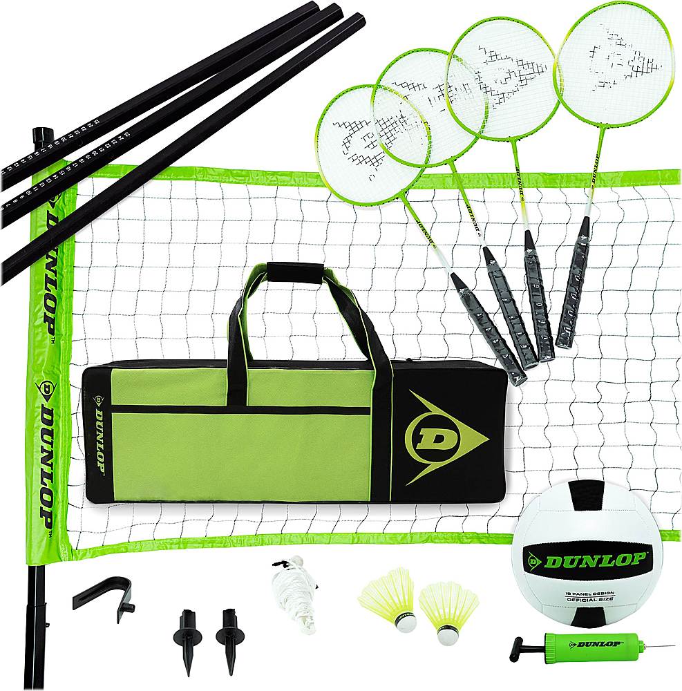 Dunlop Badminton and Volleyball Combo Set Green/Black NET320_197D