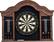 Front. Barrington - Billiards Kingsbury Wood Dartboard Display Cabinet With 18” Bristle Dartboard and Steel Tip Dart Set - Brown/Black.