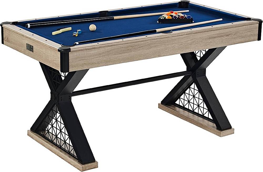 Angle View: Barrington - Billiards 5' Brooks Drop Pocket Table With Pool Ball and Cue Stick Set - Tan