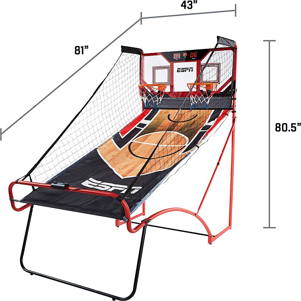 6 Piece Set ESPN EZ Fold Indoor Basketball Game for 2 Players with LED Scoring and Arcade Sound Effects 