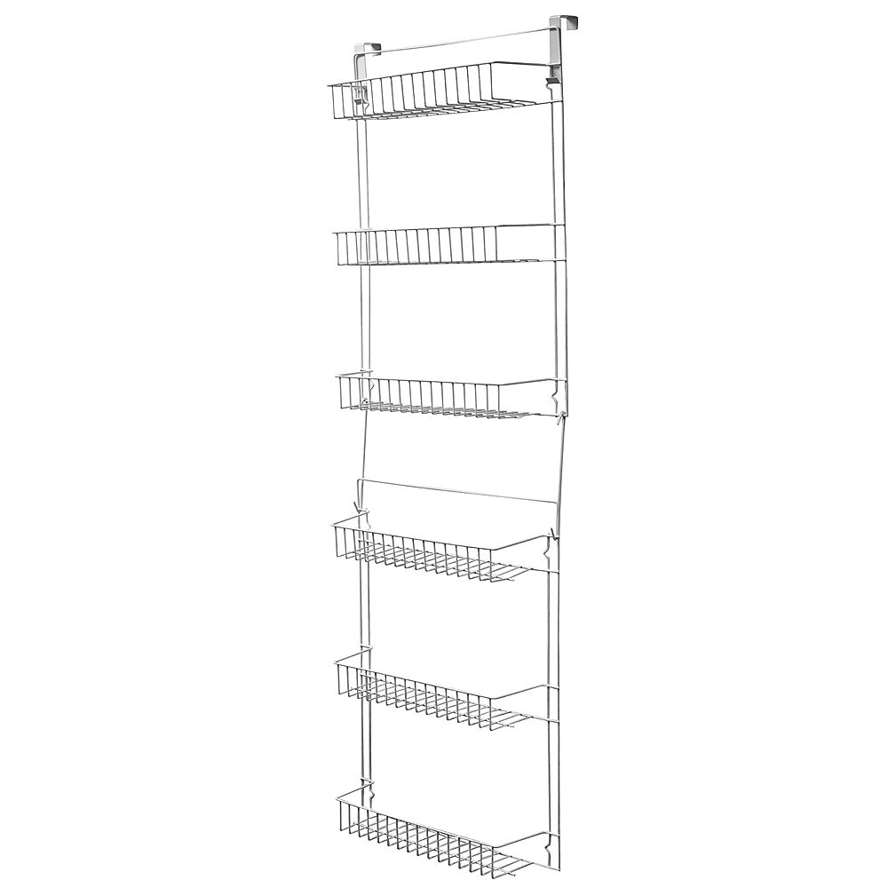 Hastings Home Hanging Storage Rack- Metal Over the Door Shelving for Pantry, Kitchen, Bathroom and Home (White) - White