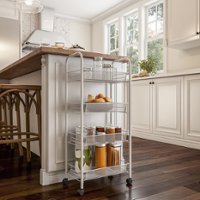 Hastings Home - 4-Tiered Narrow Rolling Storage Shelves - Mobile Space Saving Utility Organizer Cart - White - Alt_View_Zoom_11