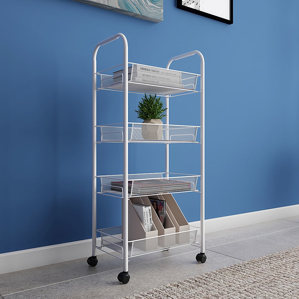 Customer Reviews Hastings Home 4Tiered Narrow Rolling Storage Shelves