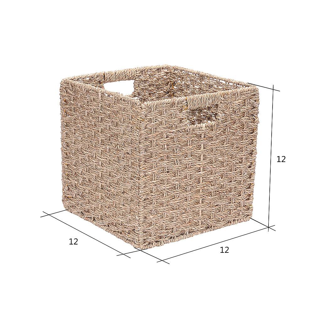 Alt View 12. Hastings Home - Hastings Home 12-Inch Square Hand Weaved Wicker Storage Bin, Foldable Baskets made of Water Hyacinth | Set of 2 - Natural.