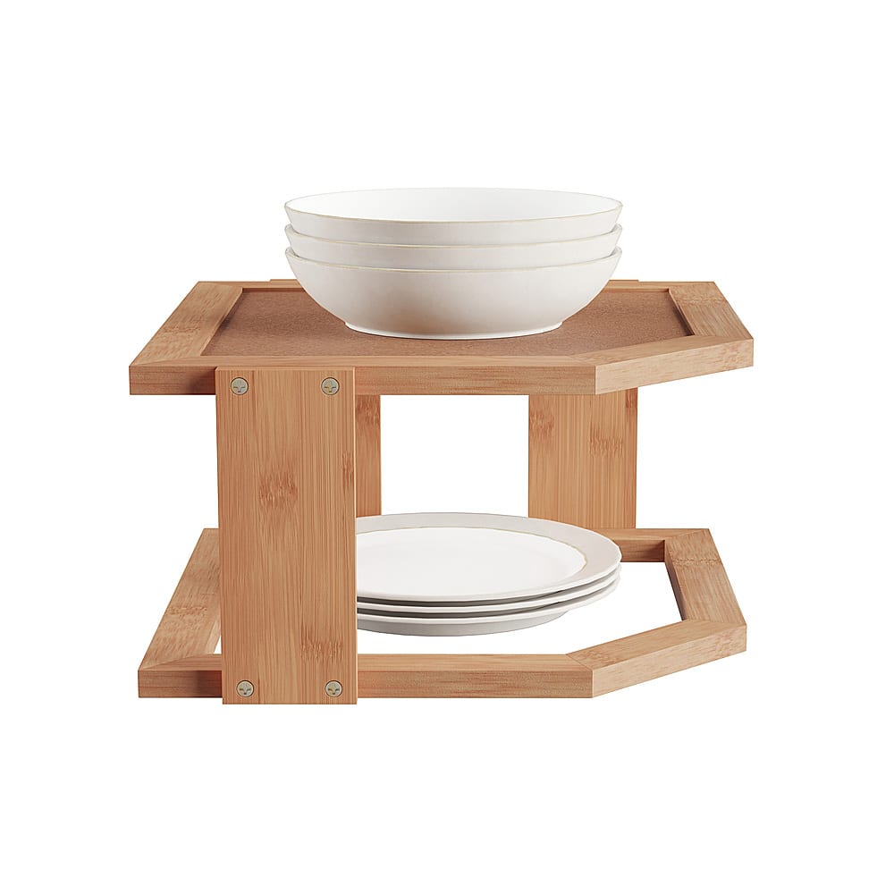 Customer Reviews: Hastings Home 2-Tier Bamboo Corner Shelf for Kitchen ...