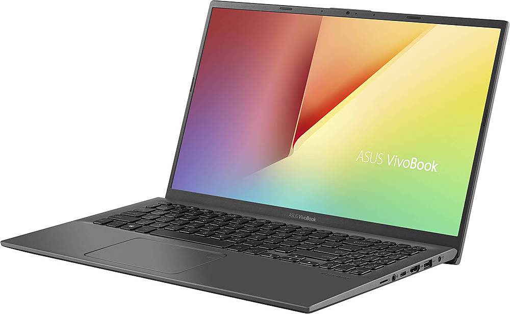 Left View: ASUS - VivoBook 15 15.6" Laptop - AMD Ryzen 3 - 8GB Memory - 256GB SSD - Slate Gray