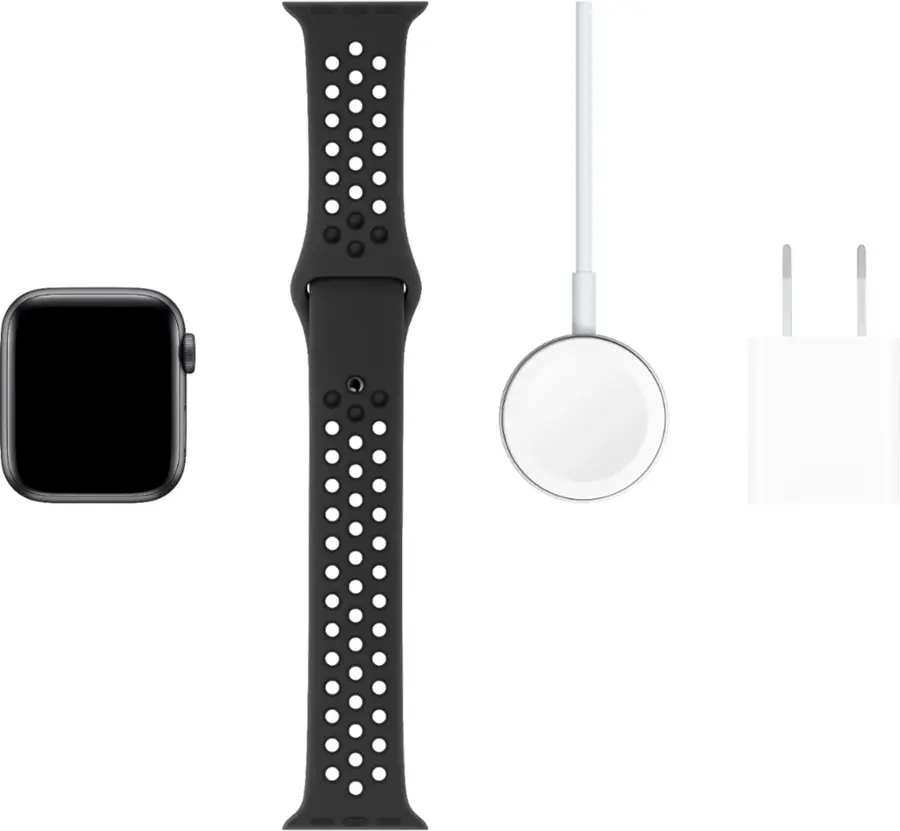 Alt View 15. Apple - Geek Squad Certified Refurbished Apple Watch Series 5 (GPS) 40mm Space Gray Aluminum Case with Black Sport Band.