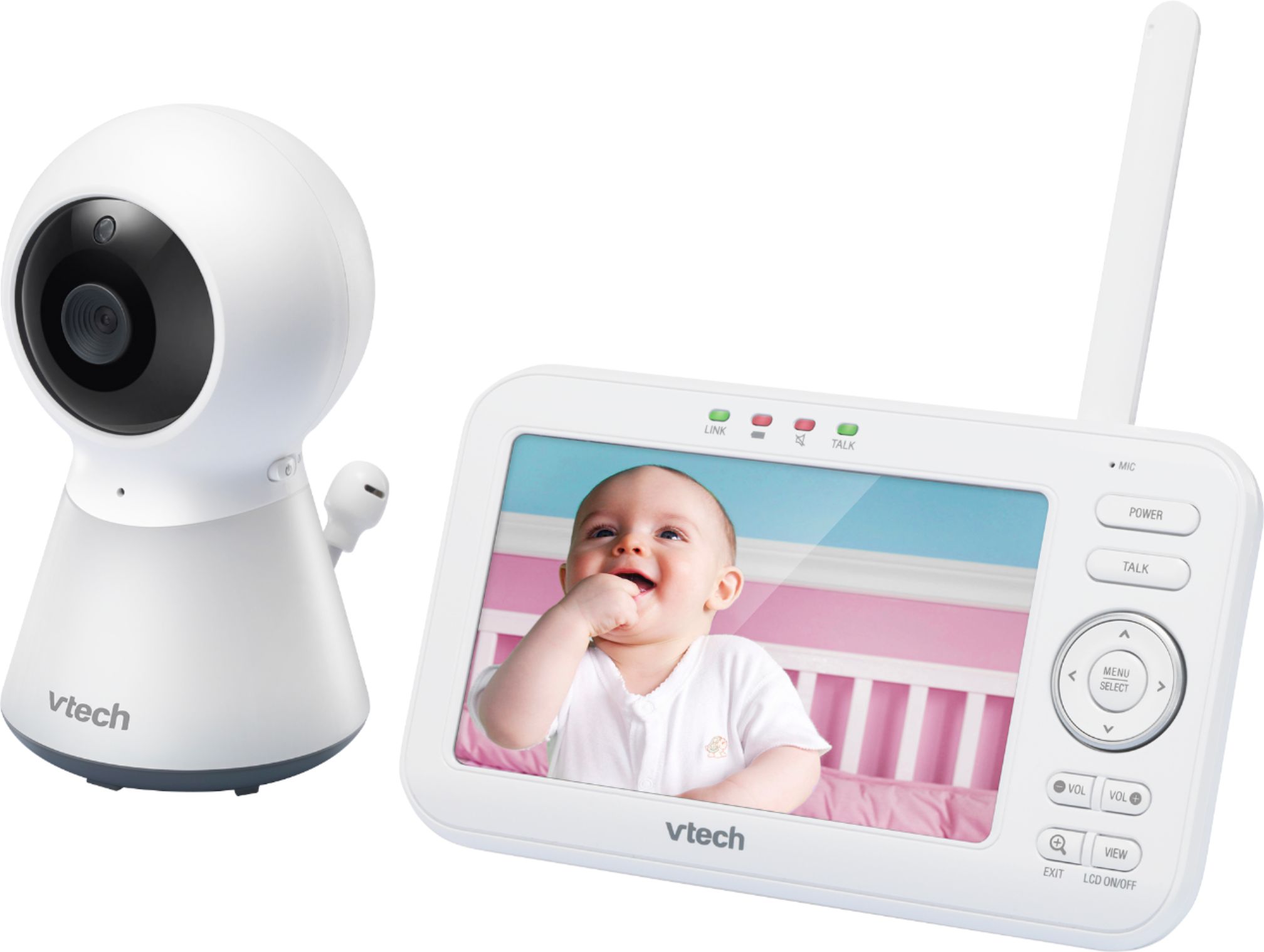 Angle View: VTech - 5" Video Baby Monitor w/Adaptive Night Light - White