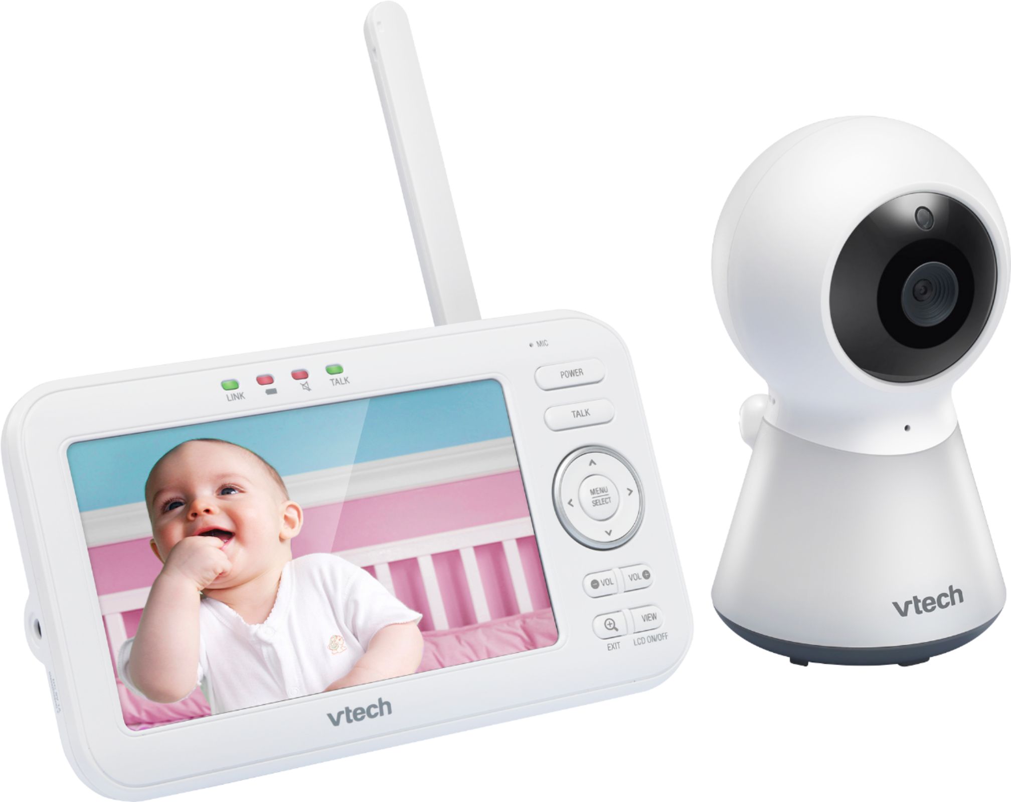 Left View: VTech - 5" Video Baby Monitor w/Adaptive Night Light - White