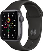 Geek Squad Certified Refurbished Apple Watch SE (1st Generation, GPS) 40mm Aluminum Case with Black Sport Band - Front_Zoom