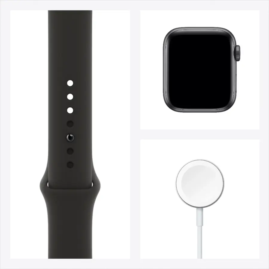 Alt View 16. Apple - Geek Squad Certified Refurbished Apple Watch SE (1st Generation, GPS) 40mm Aluminum Case with Black Sport Band.