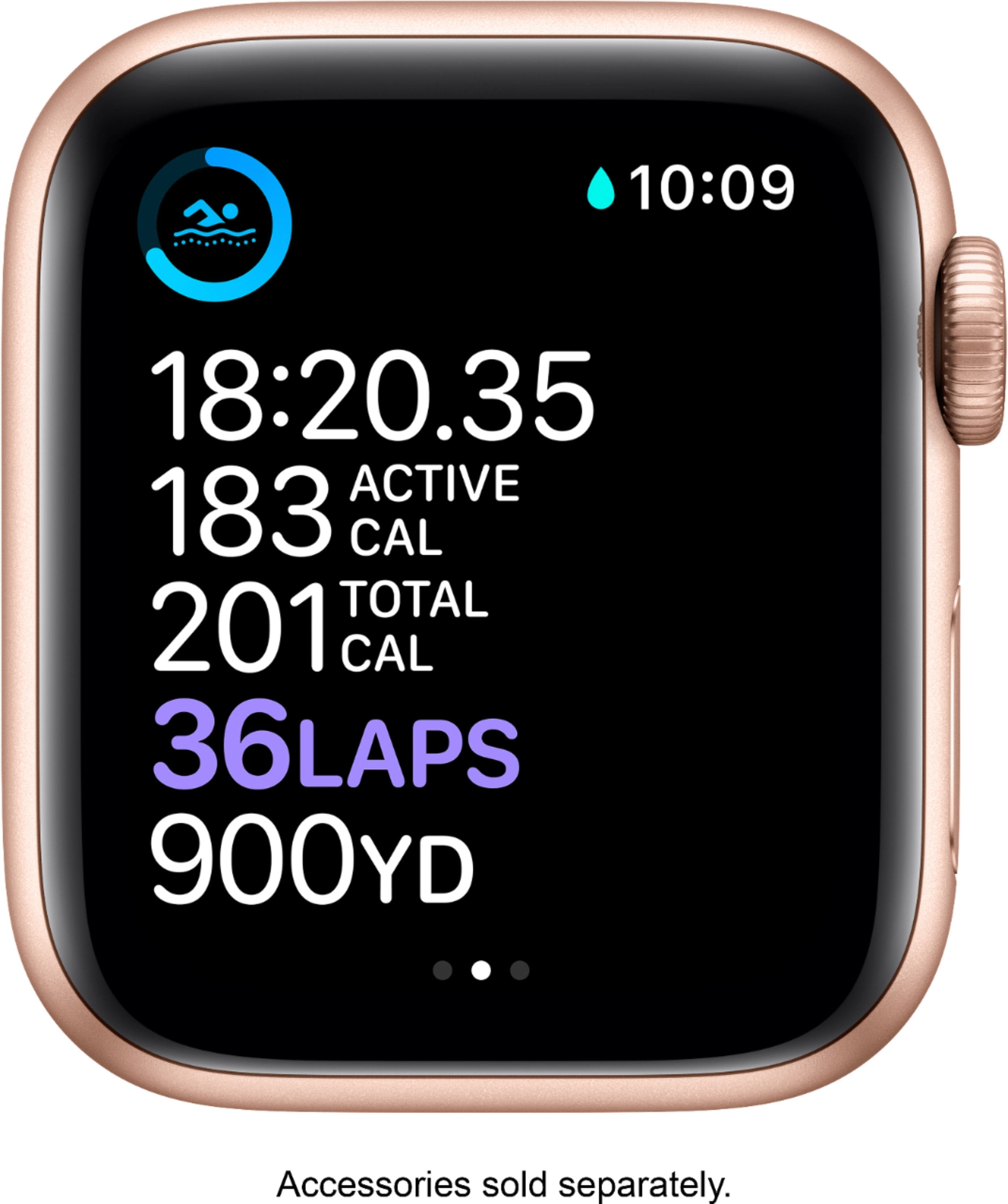 Alt View 14. Apple - Geek Squad Certified Refurbished Apple Watch Series 6 (GPS) 40mm Gold Aluminum Case with Pink Sand Sport Band - Gold.