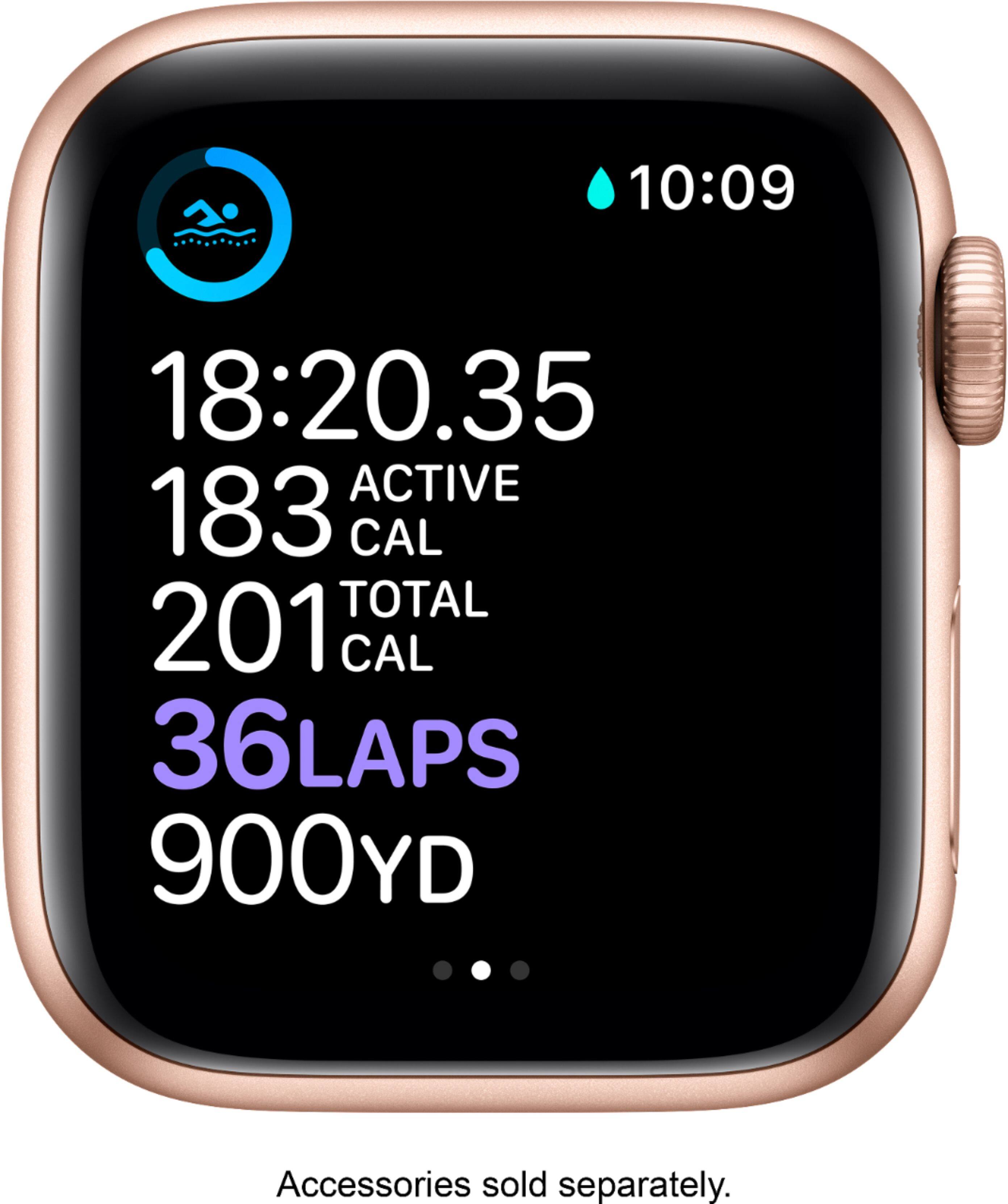 Alt View 14. Apple - Geek Squad Certified Refurbished Apple Watch Series 6 (GPS) 40mm Gold Aluminum Case with Pink Sand Sport Band - Gold.