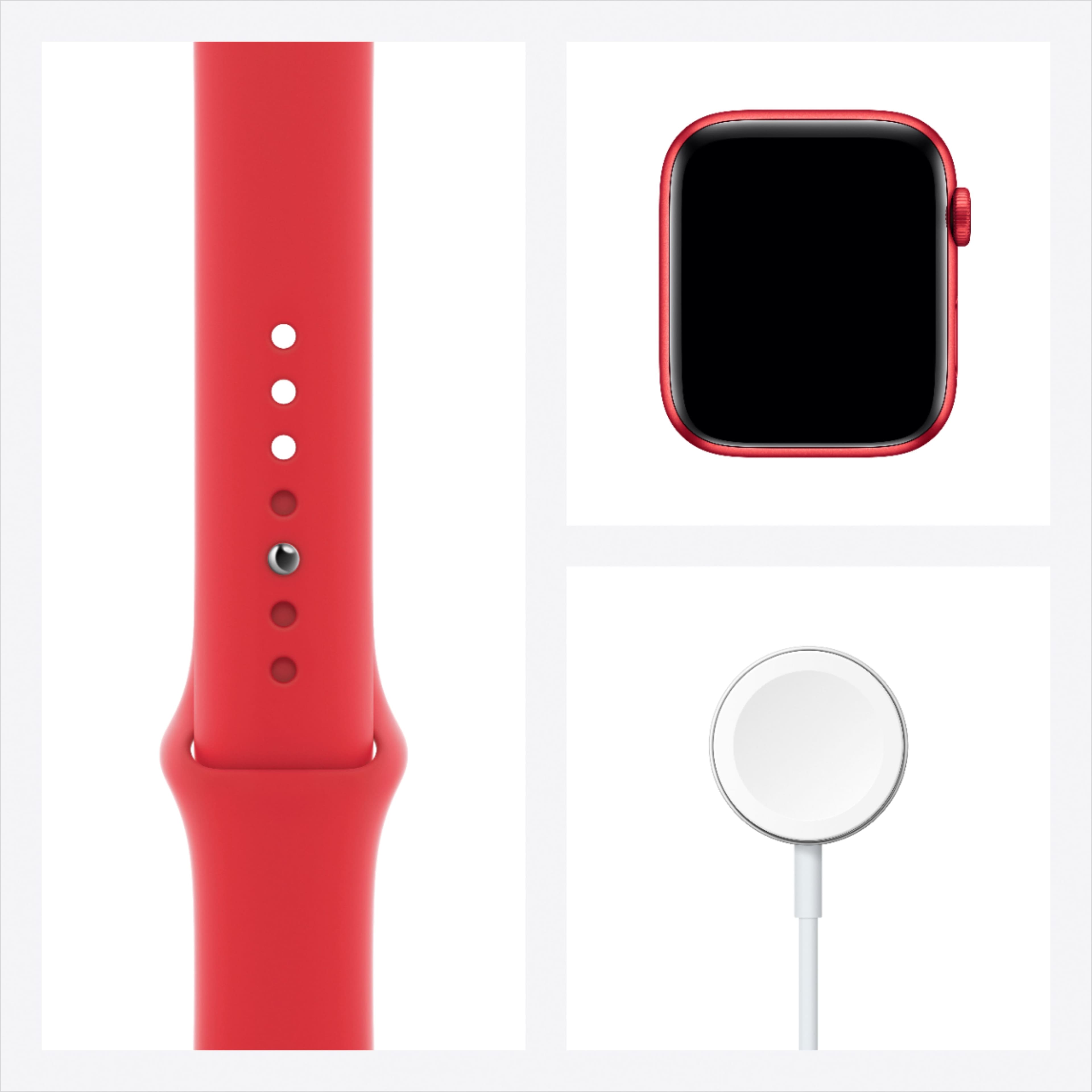 Alt View 15. Apple - Geek Squad Certified Refurbished Apple Watch Series 6 (GPS) 44mm (PRODUCT)RED Aluminum Case with (PRODUCT)RED Sport Band.