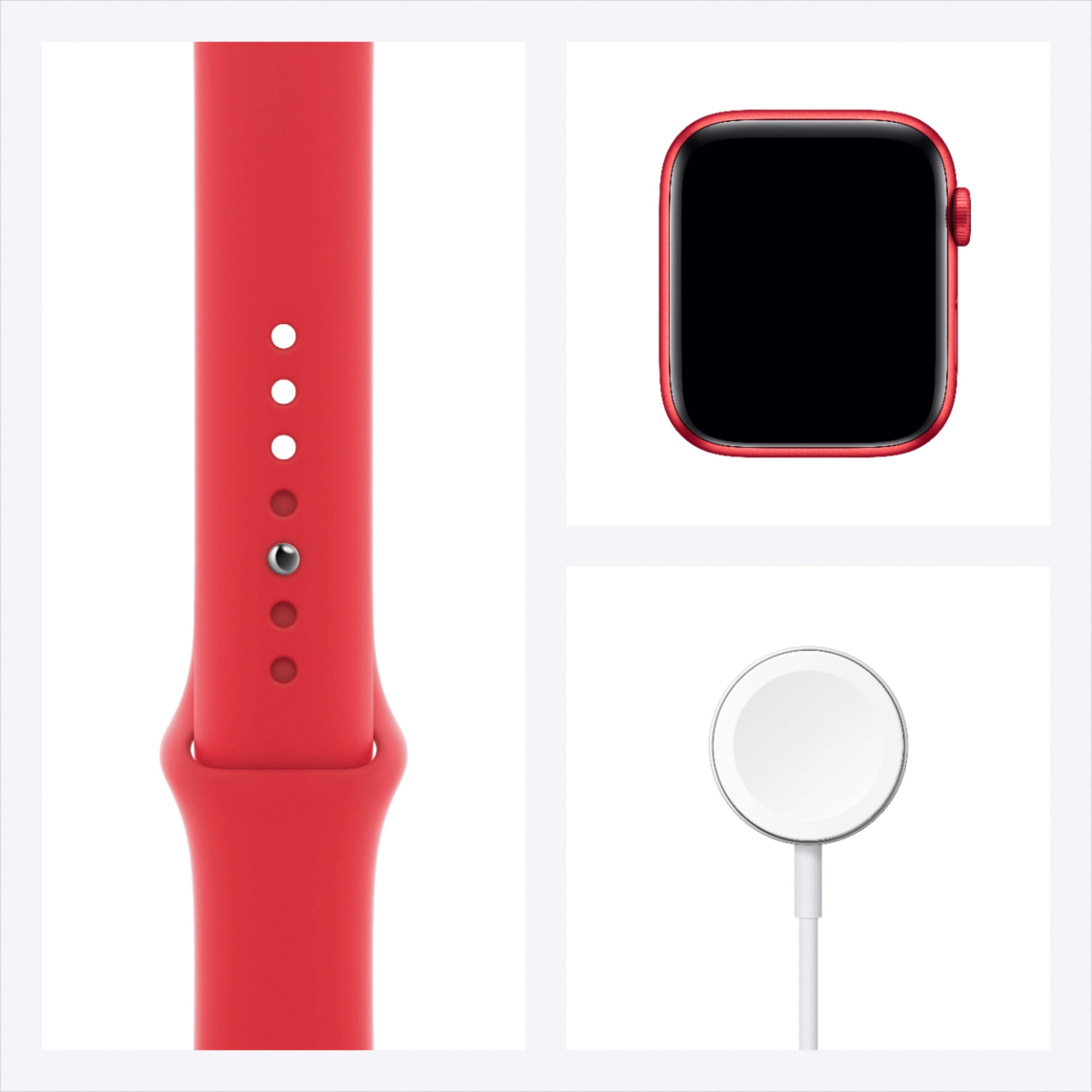 Alt View 15. Apple - Geek Squad Certified Refurbished Apple Watch Series 6 (GPS) 44mm (PRODUCT)RED Aluminum Case with (PRODUCT)RED Sport Band.