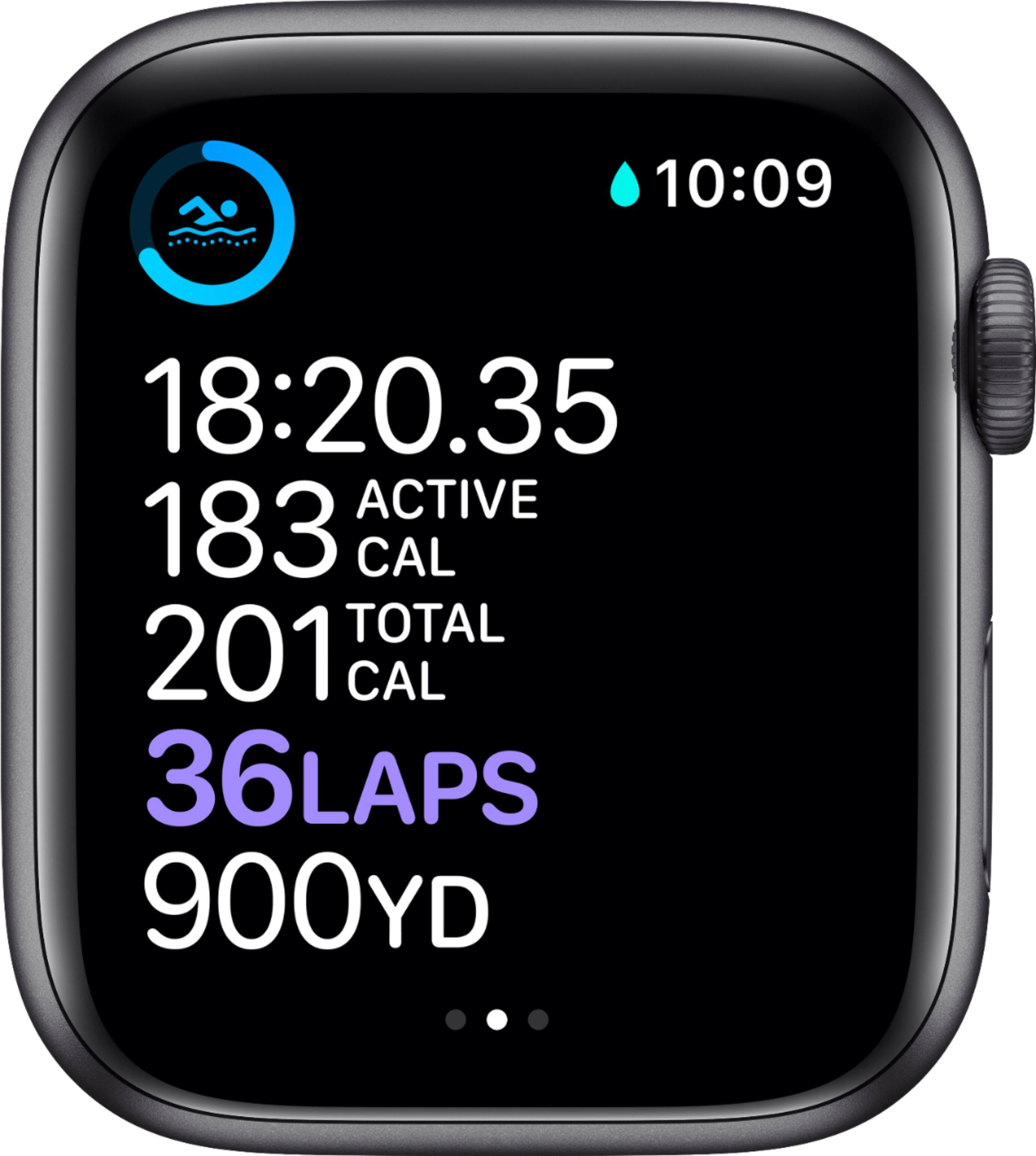 Alt View 13. Apple - Geek Squad Certified Refurbished Apple Watch Series 6 (GPS) 44mm Aluminum Case with Black Sport Band.