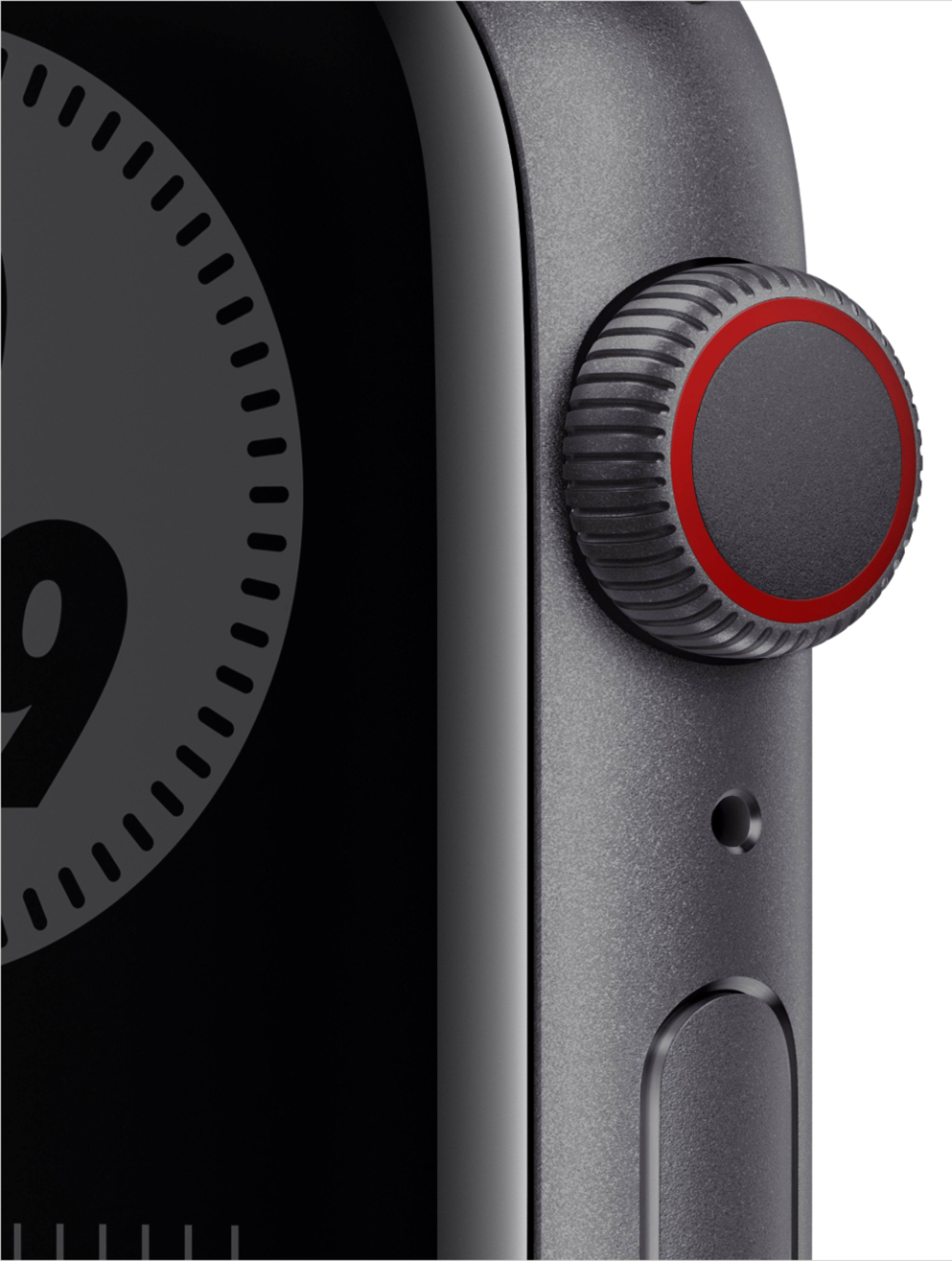 Alt View 11. Apple - Geek Squad Certified Refurbished Apple Watch Nike Series 6 (GPS + Cellular) 44mm Aluminum Case with Nike Sport Band - Space Gray.
