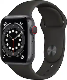 Geek Squad Certified Refurbished Apple Watch Series 6 (GPS + Cellular) 40mm Aluminum Case with Sport Band - Space Gray - (2020)