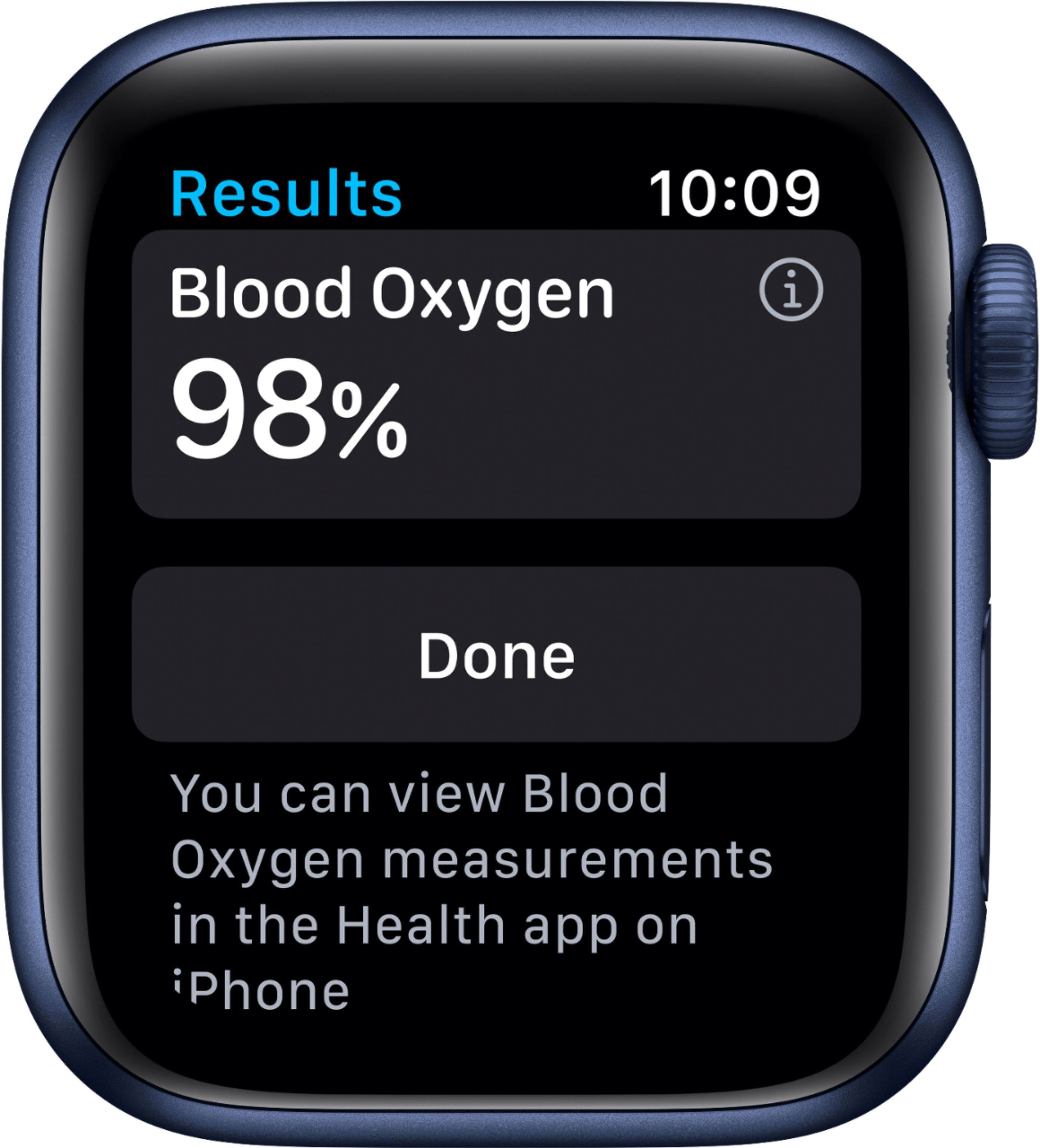 Alt View 12. Apple - Geek Squad Certified Refurbished Apple Watch Series 6 (GPS + Cellular) 40mm Aluminum Case with Deep Navy Sport Band - Blue.