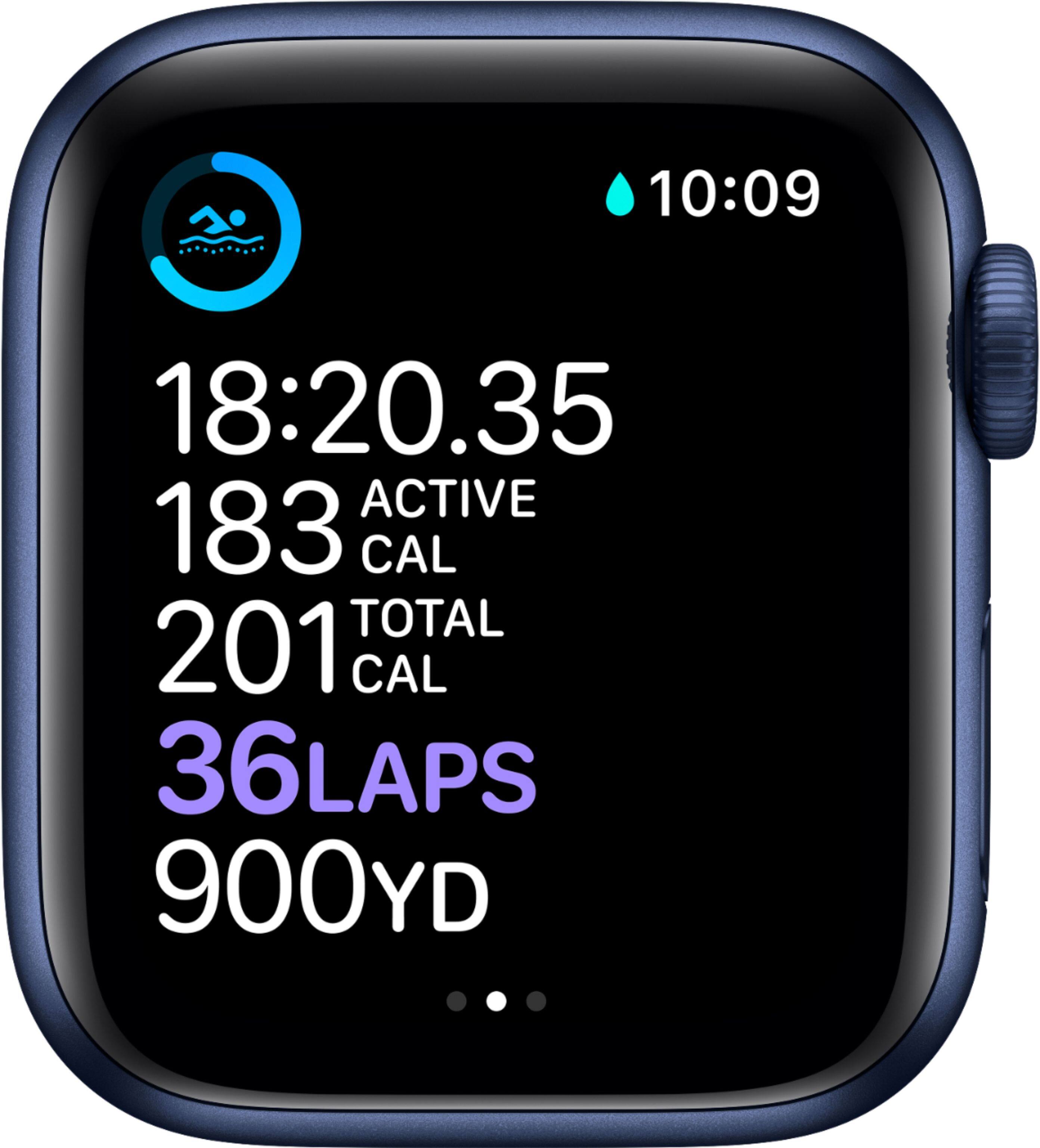 Alt View 13. Apple - Geek Squad Certified Refurbished Apple Watch Series 6 (GPS + Cellular) 40mm Aluminum Case with Deep Navy Sport Band - Blue.
