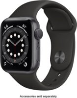 Geek Squad Certified Refurbished Apple Watch Series 6 (GPS) 40mm Space Gray Aluminum Case with Black Sport Band - Space Gray - Front_Zoom