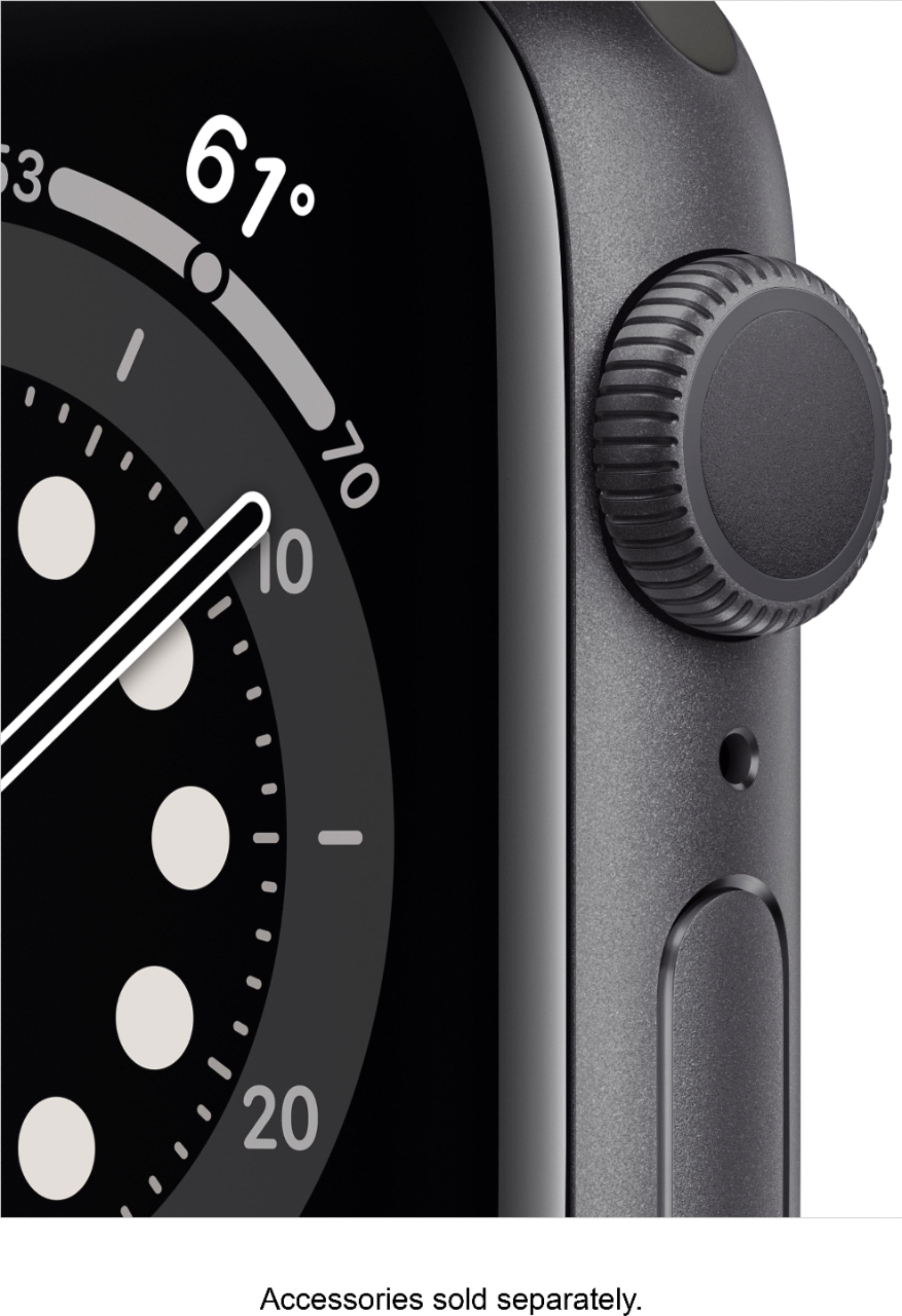 Alt View 11. Apple - Geek Squad Certified Refurbished Apple Watch Series 6 (GPS) 40mm Aluminum Case with Black Sport Band.