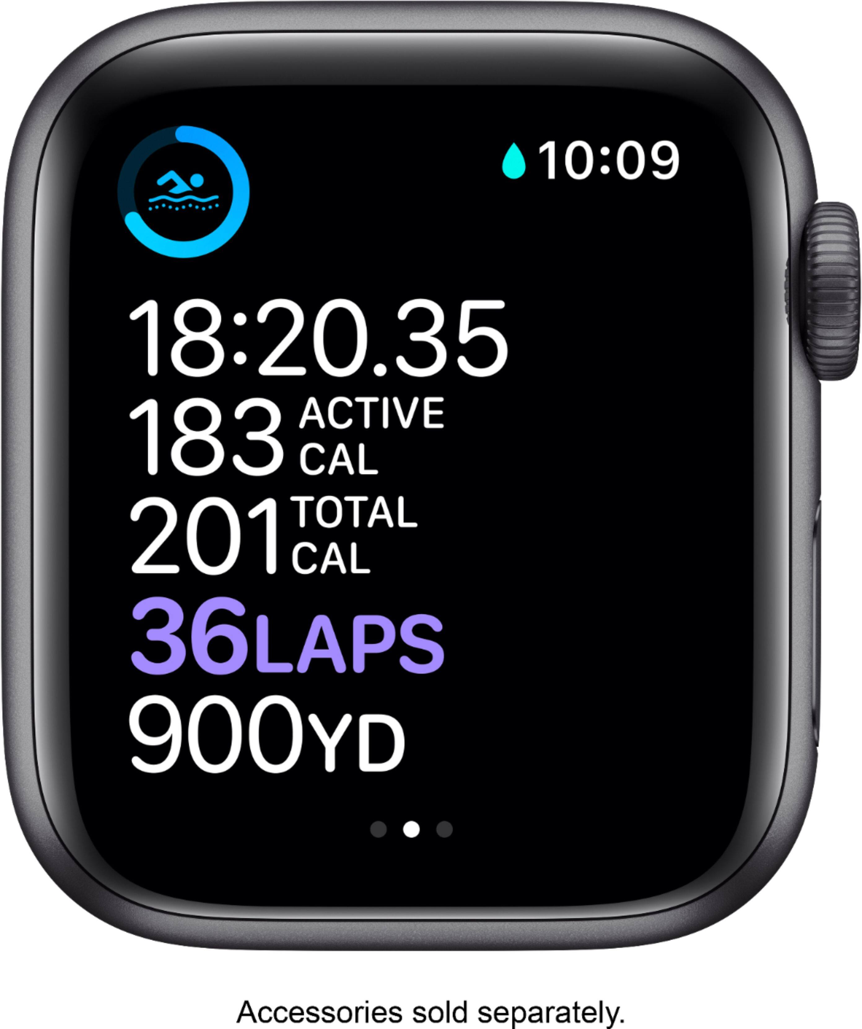 Alt View 13. Apple - Geek Squad Certified Refurbished Apple Watch Series 6 (GPS) 40mm Aluminum Case with Black Sport Band.