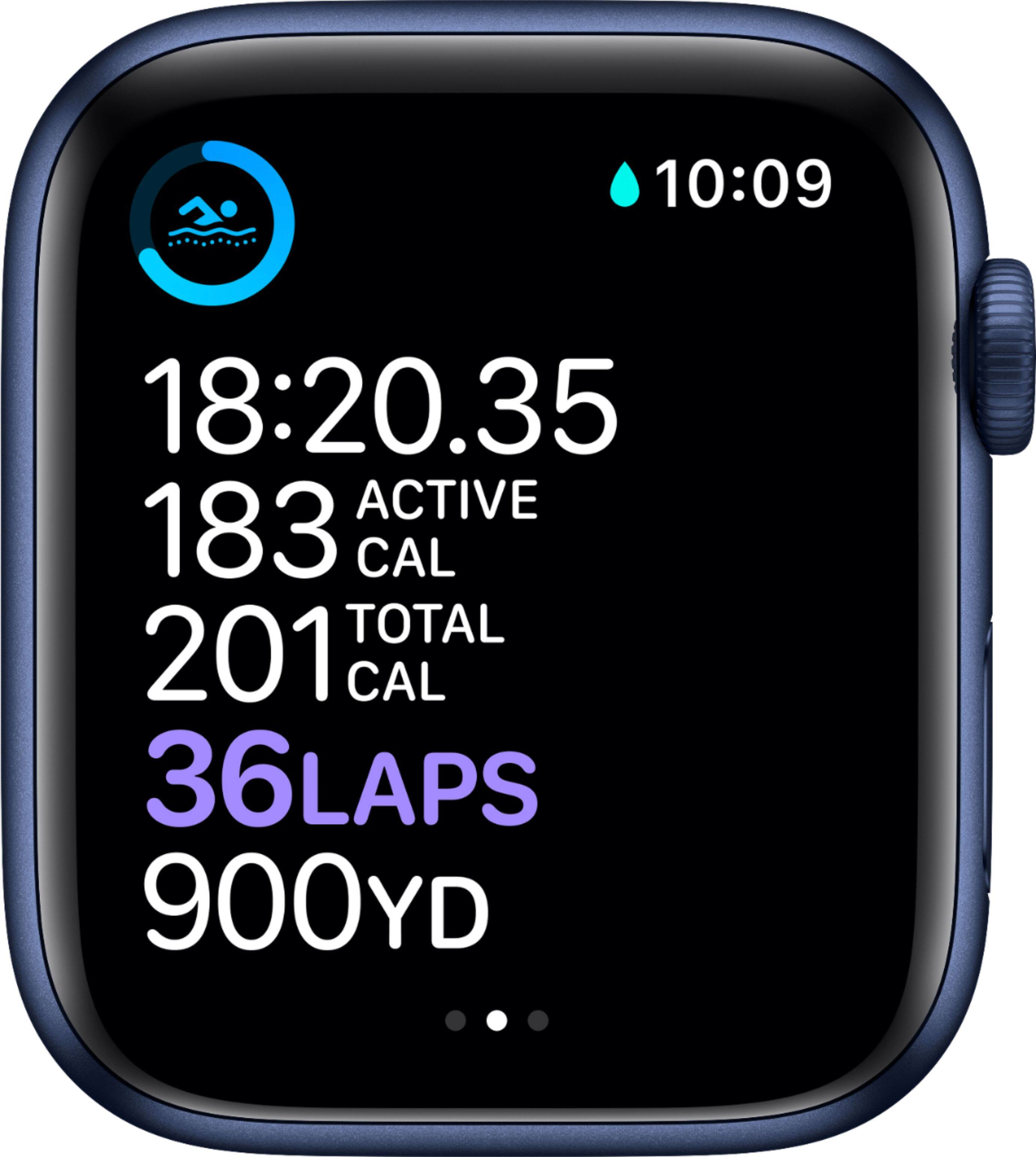Alt View 13. Apple - Geek Squad Certified Refurbished Apple Watch Series 6 (GPS) 44mm Aluminum Case with Deep Navy Sport Band.