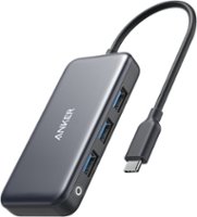 Anker - USB C Hub, 4-in-1 USB-C, with 60W PD, 3 USB-A, 1 USB-C - Gray - Front_Zoom