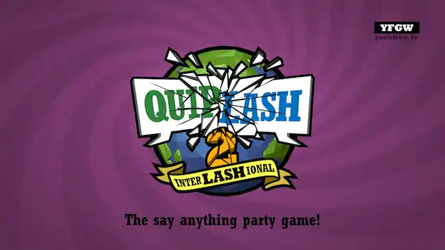 The image features a colorful logo for "Quick Quiz Lash," which is a party game. The logo is displayed on a purple background, and the text is written in a playful and fun style. The game is designed to be played at parties, where players can have fun and engage in friendly competition. - T (Teen 13+)