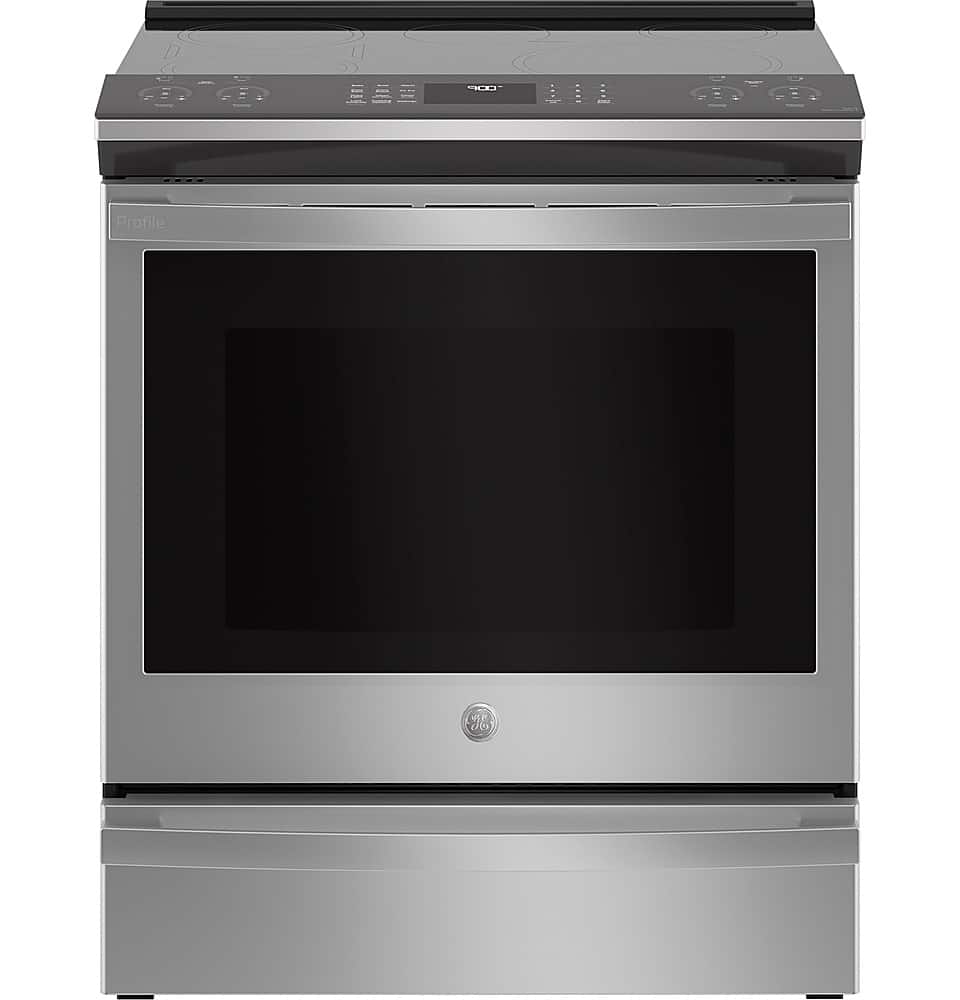 GE Profile - 5.3 Cu. Ft. Slide-In Electric Induction True Convection Range with No Preheat Air Fry and Wi-Fi - Stainless Steel - Front_Zoom