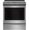 Front. GE Profile - 5.3 Cu. Ft. Slide-In Electric Induction True Convection Range with No Preheat Air Fry and WiFi - Stainless Steel.