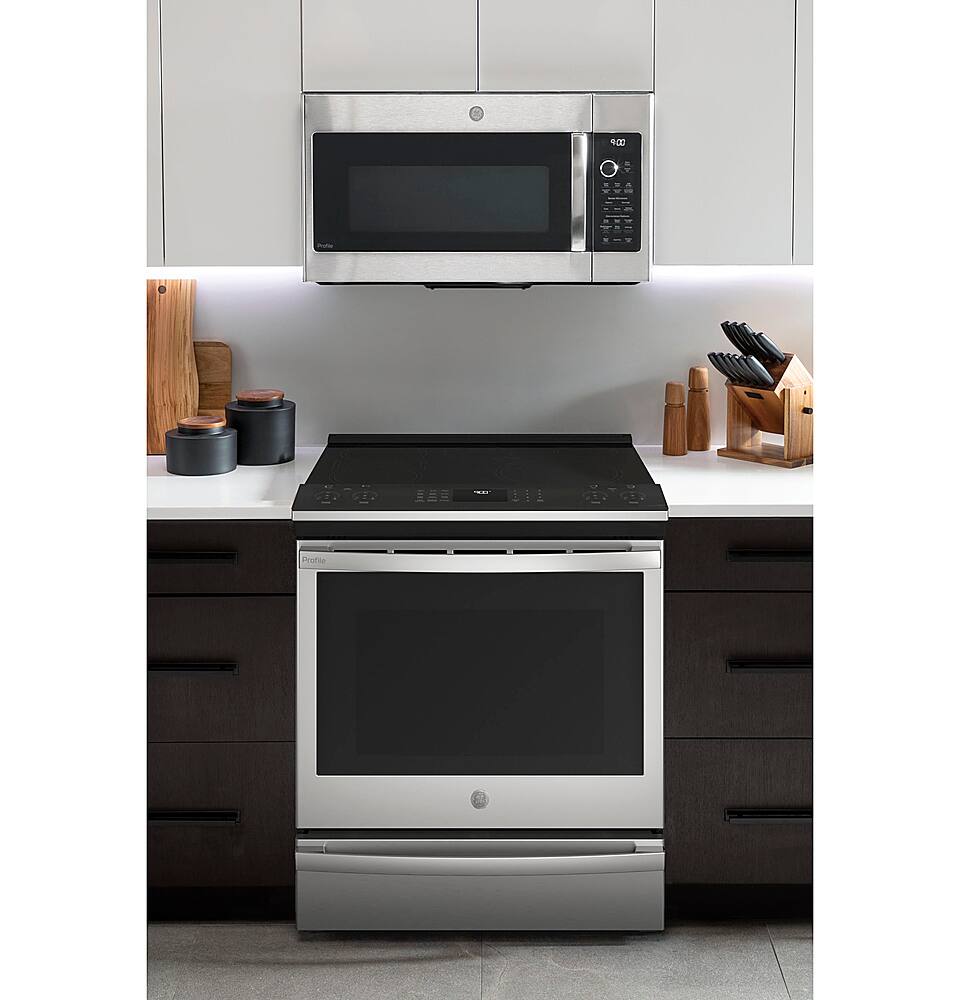 Alt View 20. GE Profile - 5.3 Cu. Ft. Slide-In Electric Induction True Convection Range with No Preheat Air Fry and WiFi - Stainless Steel.