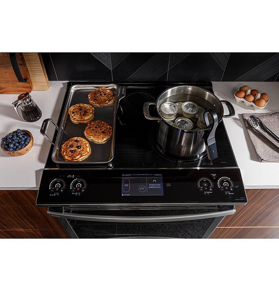 Alt View 24. GE Profile - 5.3 Cu. Ft. Slide-In Electric Induction True Convection Range with No Preheat Air Fry and WiFi - Stainless Steel.