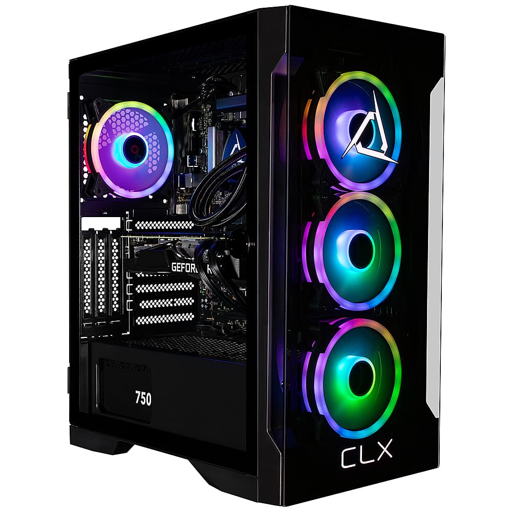 Front. CLX - SET Gaming Desktop - Intel Core i9 12900KF - 32GB DDR4 3200 Memory - GeForce RTX 4060 Ti - 1TB NVMe M.2 SSD + 4TB HDD - Black.