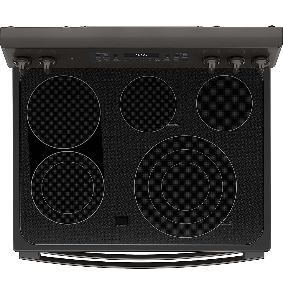 Alt View 14. GE Profile - 6.6 Cu. Ft. Freestanding Double Oven Electric True Convection Range with No Preheat Air Fry and Wi-Fi - Black Stainless Steel.