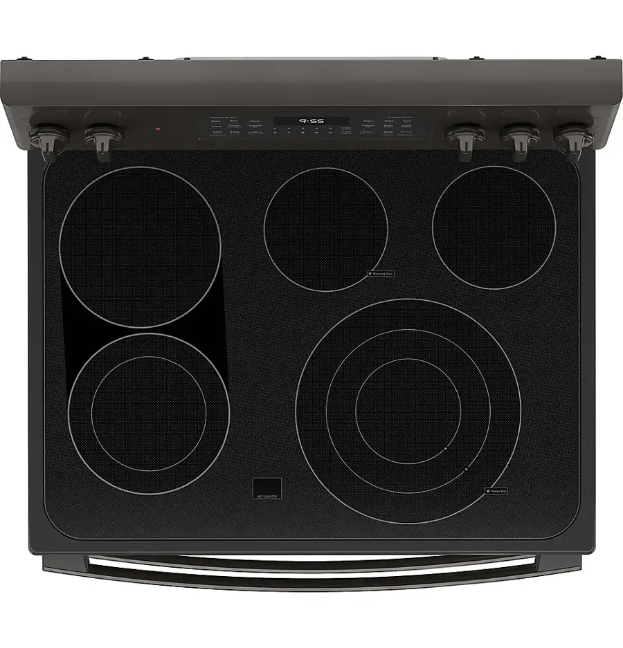 Alt View 14. GE Profile - 6.6 Cu. Ft. Freestanding Double Oven Electric True Convection Range with No Preheat Air Fry and Wi-Fi - Black Stainless Steel.