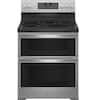 Front. GE Profile - 6.6 Cu. Ft. Freestanding Double Oven Electric True Convection Range with No Preheat Air Fry and Wi-Fi - Stainless Steel.