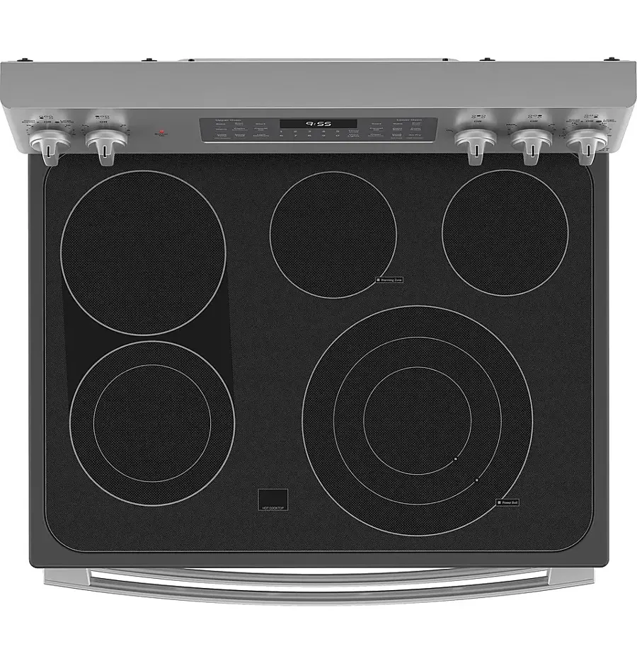 Alt View 14. GE Profile - 6.6 Cu. Ft. Freestanding Double Oven Electric True Convection Range with No Preheat Air Fry and Wi-Fi - Stainless Steel.